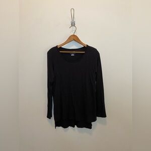 Rachel Zoe Black Long Sleeve Layered Hem Tee